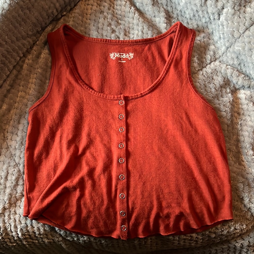 Burnt Orange Mudd cropped tank top, size small (juniors)